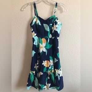 Womens Old Navy Blue Floral Lemons Summer Spaghetti Strap Cami Dress Sz X-Small